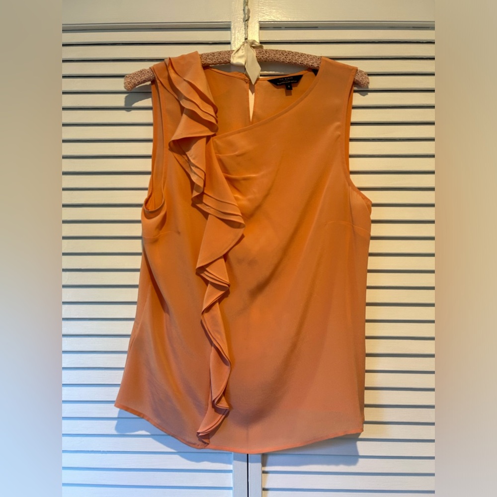 Ted Baker Peach Silk Ruffle Blouse